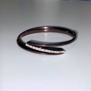 chocolate stainless steel silver and NATURAL DIAMOND bracelet